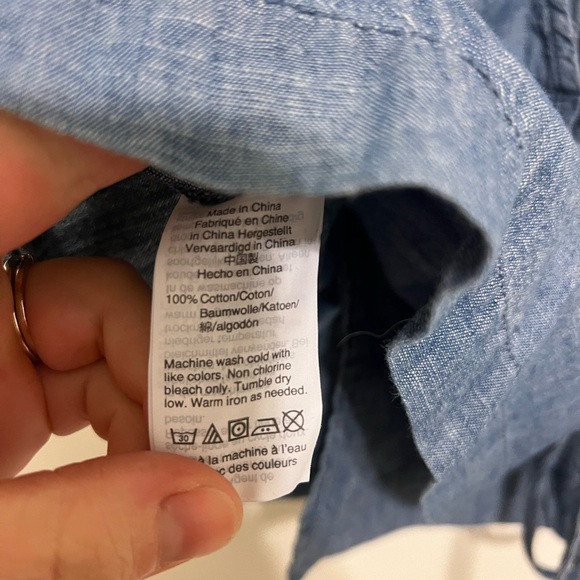 2/$30 J. Crew - Chambray Flutter Sleeve Faux Wrap Blouse Top - Picture 8 of 10